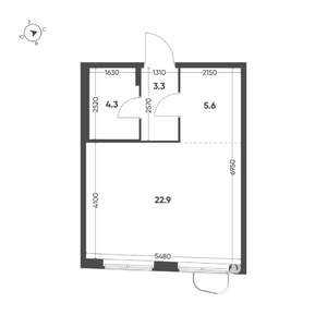 Студия квартира, вторичка, 36м2, 6/10 этаж