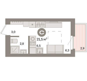 Студия квартира, вторичка, 22м2, 2/16 этаж