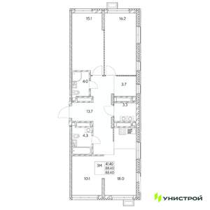 3-к квартира, вторичка, 88м2, 27/31 этаж