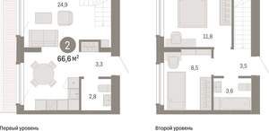 2-к квартира, вторичка, 67м2, 8/9 этаж