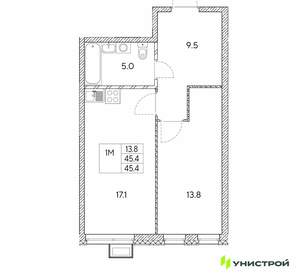 1-к квартира, вторичка, 45м2, 11/30 этаж