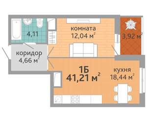 1-к квартира, вторичка, 41м2, 25/25 этаж