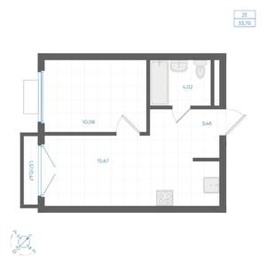 1-к квартира, вторичка, 34м2, 2/4 этаж