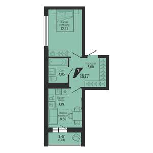 2-к квартира, вторичка, 37м2, 8/31 этаж