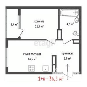 1-к квартира, вторичка, 36м2, 11/30 этаж