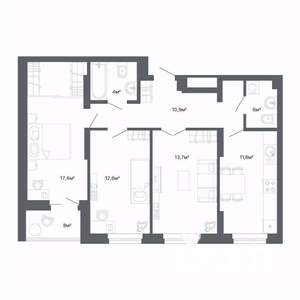 3-к квартира, вторичка, 73м2, 15/15 этаж