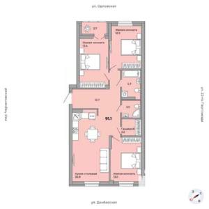 3-к квартира, вторичка, 90м2, 6/21 этаж