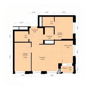 2-к квартира, строящийся дом, 70м2, 16/30 этаж