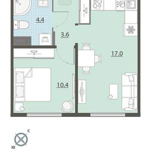 1-к квартира, вторичка, 35м2, 8/24 этаж