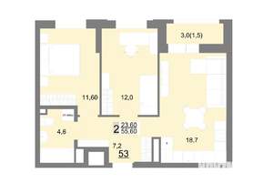 2-к квартира, вторичка, 56м2, 9/26 этаж