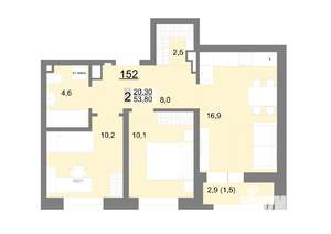 2-к квартира, вторичка, 54м2, 18/26 этаж
