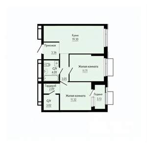 2-к квартира, строящийся дом, 60м2, 29/30 этаж