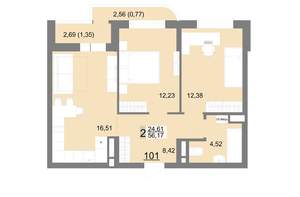 2-к квартира, вторичка, 56м2, 11/22 этаж