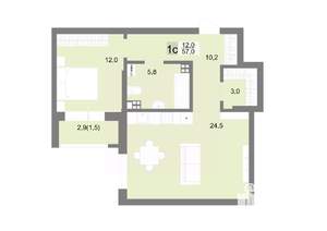 1-к квартира, строящийся дом, 57м2, 12/17 этаж