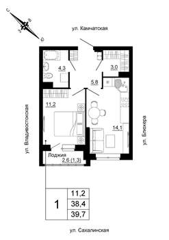1-к квартира, строящийся дом, 40м2, 13/24 этаж
