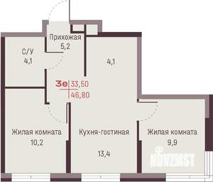 3-к квартира, вторичка, 47м2, 16/20 этаж