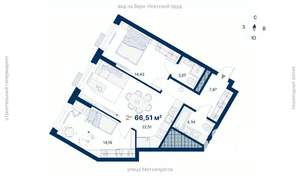 2-к квартира, вторичка, 67м2, 27/31 этаж