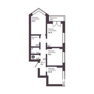 3-к квартира, вторичка, 67м2, 6/30 этаж