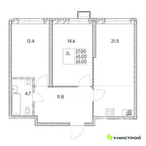2-к квартира, вторичка, 65м2, 20/31 этаж