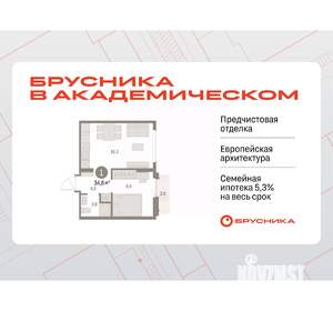 1-к квартира, вторичка, 35м2, 9/9 этаж