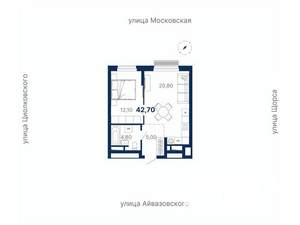 1-к квартира, вторичка, 43м2, 17/30 этаж