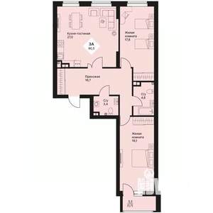 2-к квартира, вторичка, 90м2, 3/25 этаж