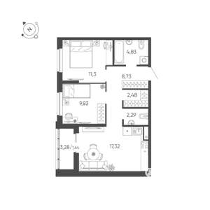 2-к квартира, вторичка, 58м2, 18/24 этаж