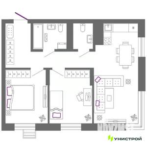 2-к квартира, вторичка, 61м2, 21/27 этаж