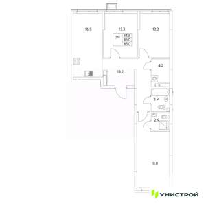 3-к квартира, вторичка, 85м2, 4/31 этаж