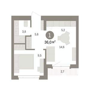 1-к квартира, вторичка, 36м2, 6/7 этаж