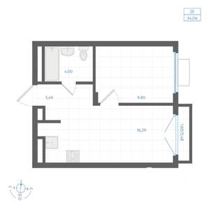 1-к квартира, вторичка, 34м2, 2/4 этаж