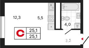 Студия квартира, строящийся дом, 25м2, 5/25 этаж