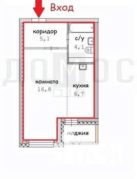 Студия квартира, вторичка, 33м2, 3/16 этаж