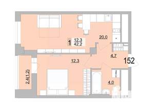 1-к квартира, вторичка, 42м2, 20/24 этаж
