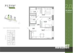 2-к квартира, вторичка, 56м2, 6/31 этаж