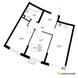 2-к квартира, вторичка, 63м2, 3/31 этаж