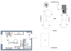 Студия квартира, строящийся дом, 25м2, 8/24 этаж