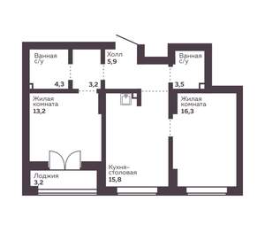 2-к квартира, вторичка, 62м2, 6/30 этаж