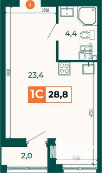 Студия квартира, строящийся дом, 29м2, 2/25 этаж