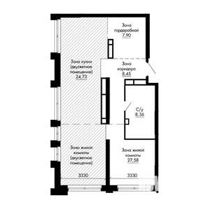 1-к квартира, вторичка, 77м2, 25/25 этаж