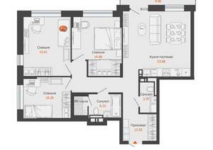 3-к квартира, вторичка, 88м2, 4/7 этаж
