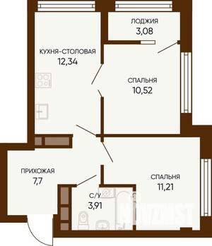 2-к квартира, строящийся дом, 47м2, 5/24 этаж