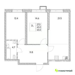 2-к квартира, вторичка, 65м2, 13/31 этаж