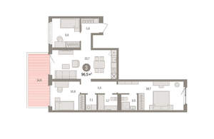 3-к квартира, вторичка, 97м2, 2/15 этаж