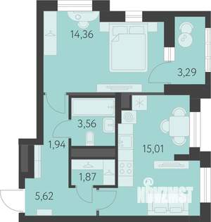 1-к квартира, вторичка, 44м2, 7/16 этаж