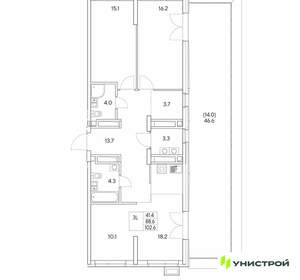 3-к квартира, вторичка, 103м2, 25/30 этаж