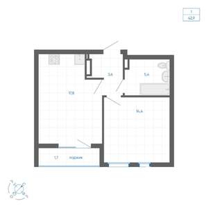 1-к квартира, вторичка, 43м2, 16/32 этаж