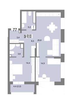 3-к квартира, вторичка, 77м2, 13/25 этаж