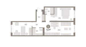 2-к квартира, вторичка, 71м2, 4/15 этаж