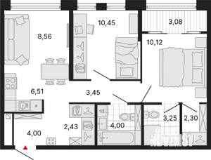 2-к квартира, вторичка, 57м2, 4/25 этаж